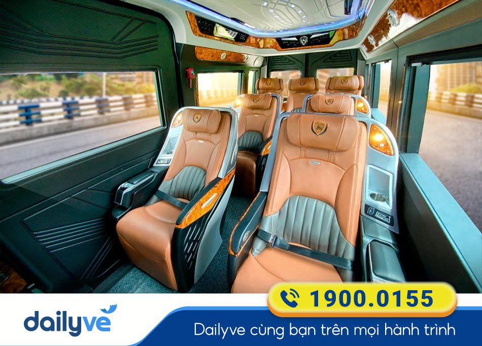 Nội thất xe ghế Limousine sang trọng của nhà xe Hoàng Hải Limousine