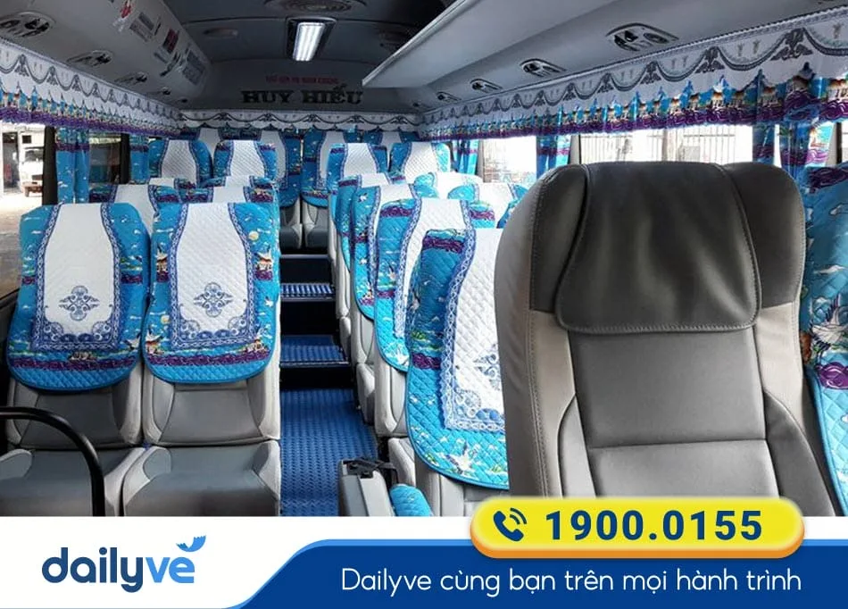 Nội thất xe ghế 29 chỗ của nhà xe Huy Hiếu Bình Phước