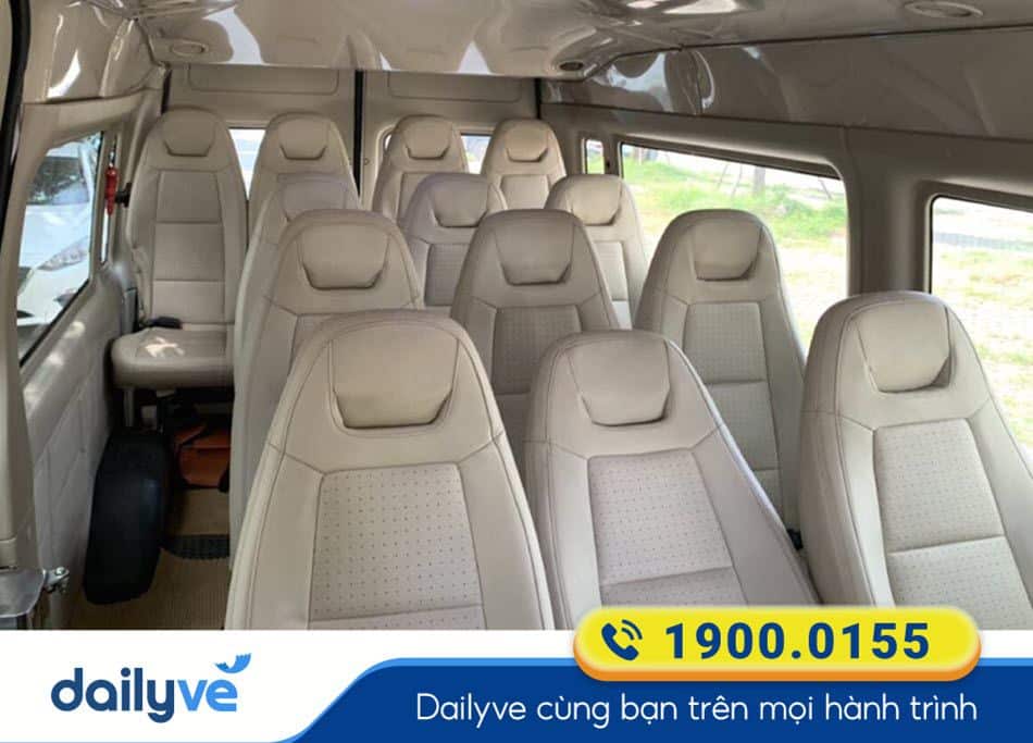 Nội thất xe ghế ngồi 16 chỗ của nhà xe Kim Thy