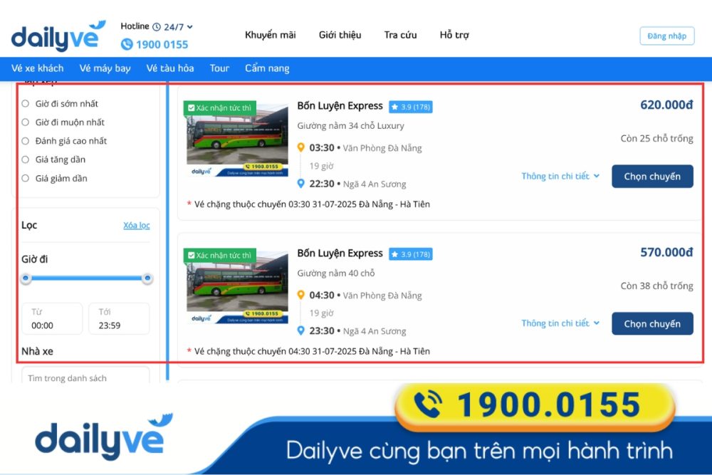 xe đà nẵng sài gòn