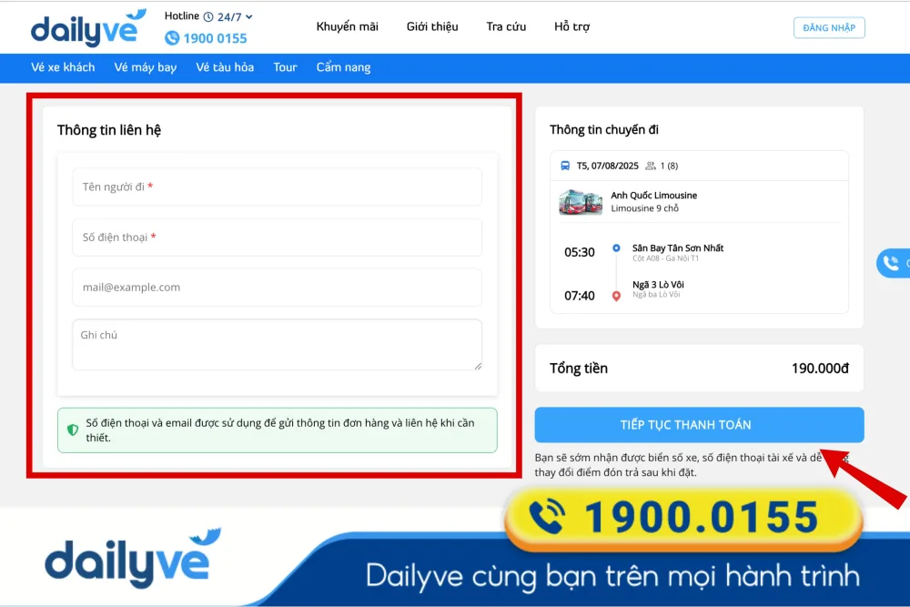 Sau khi thanh toán bạn sẽ nhận ngay vé điện tử