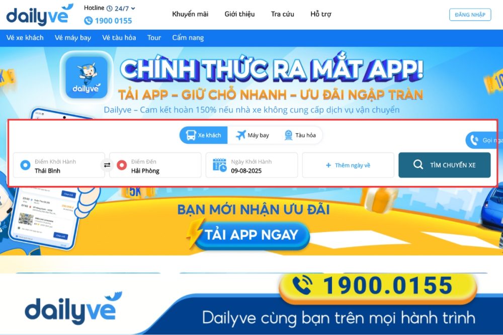 Chỉ cần vài thao tác đơn giản bạn đã dễ dàng nhập thông tin chuyến đi chính xác