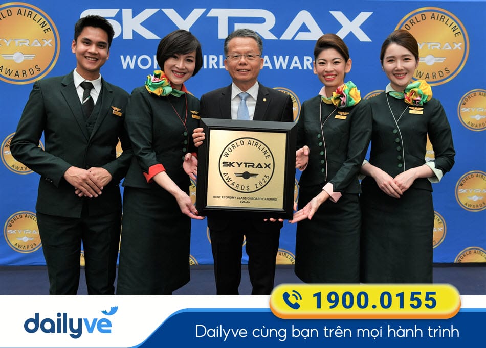 Hãng bay Eva Air đạt giải thưởng Hãng hàng không 5 sao Kytrax năm 2025