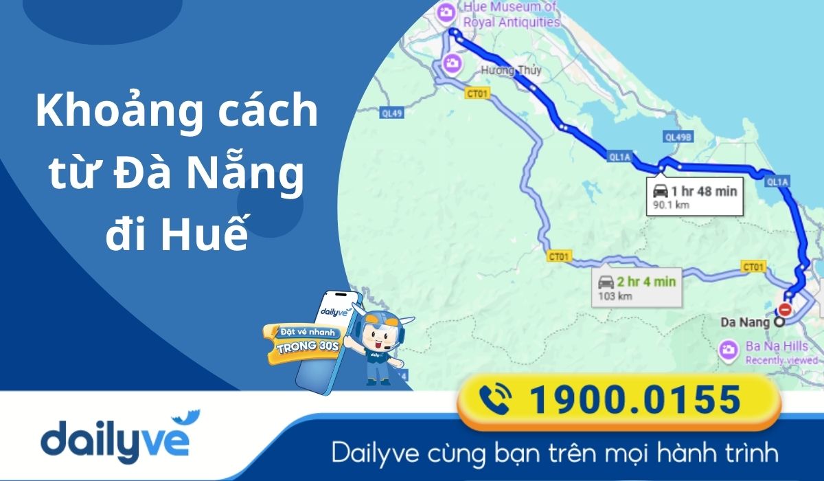 khoảng cách từ đà nẵng đến huế