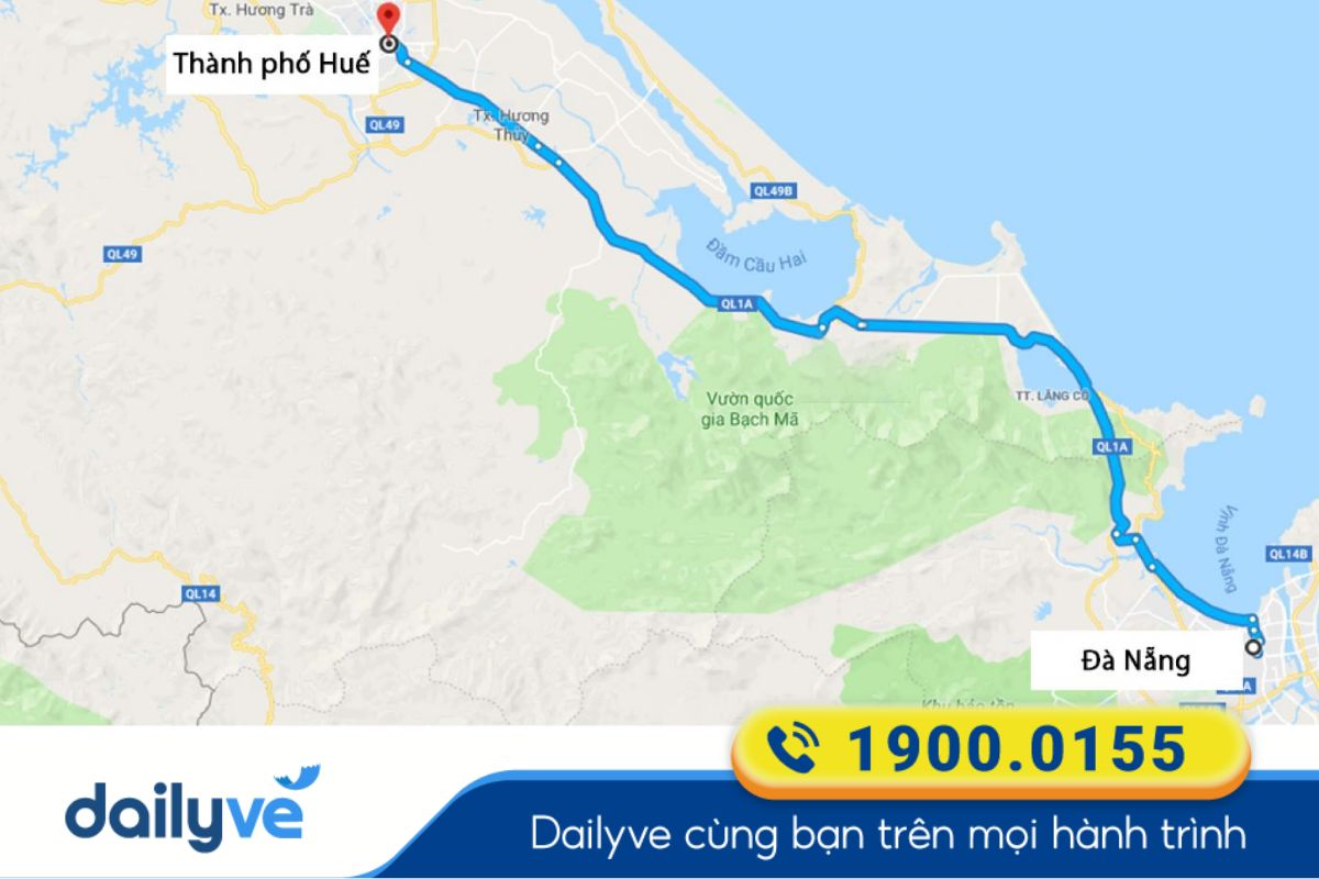 khoảng cách từ đà nẵng đến huế