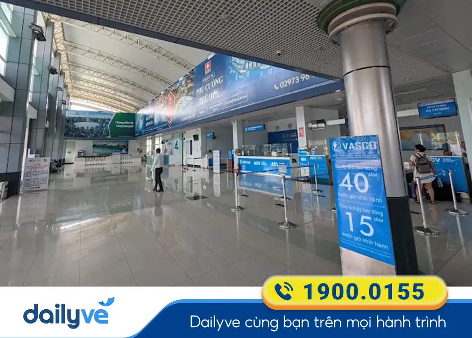 Khu vực check-in tại Sân bay rạch Giá