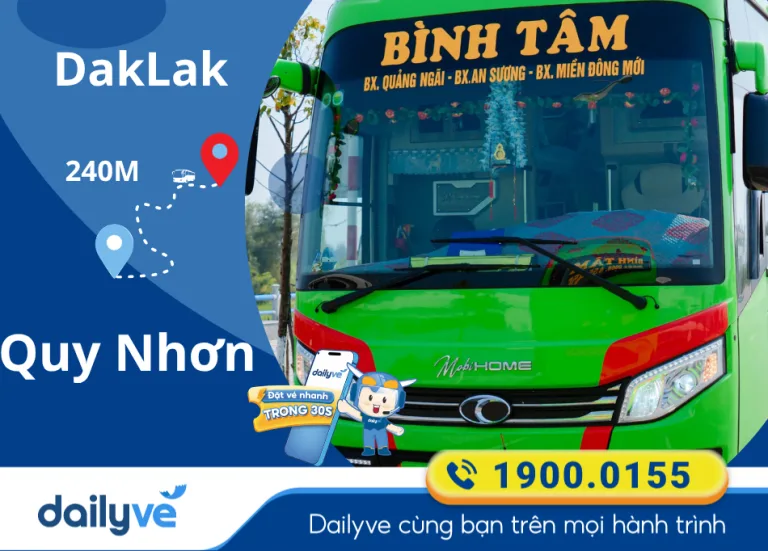 Vé xe từ DakLak đi Quy Nhơn