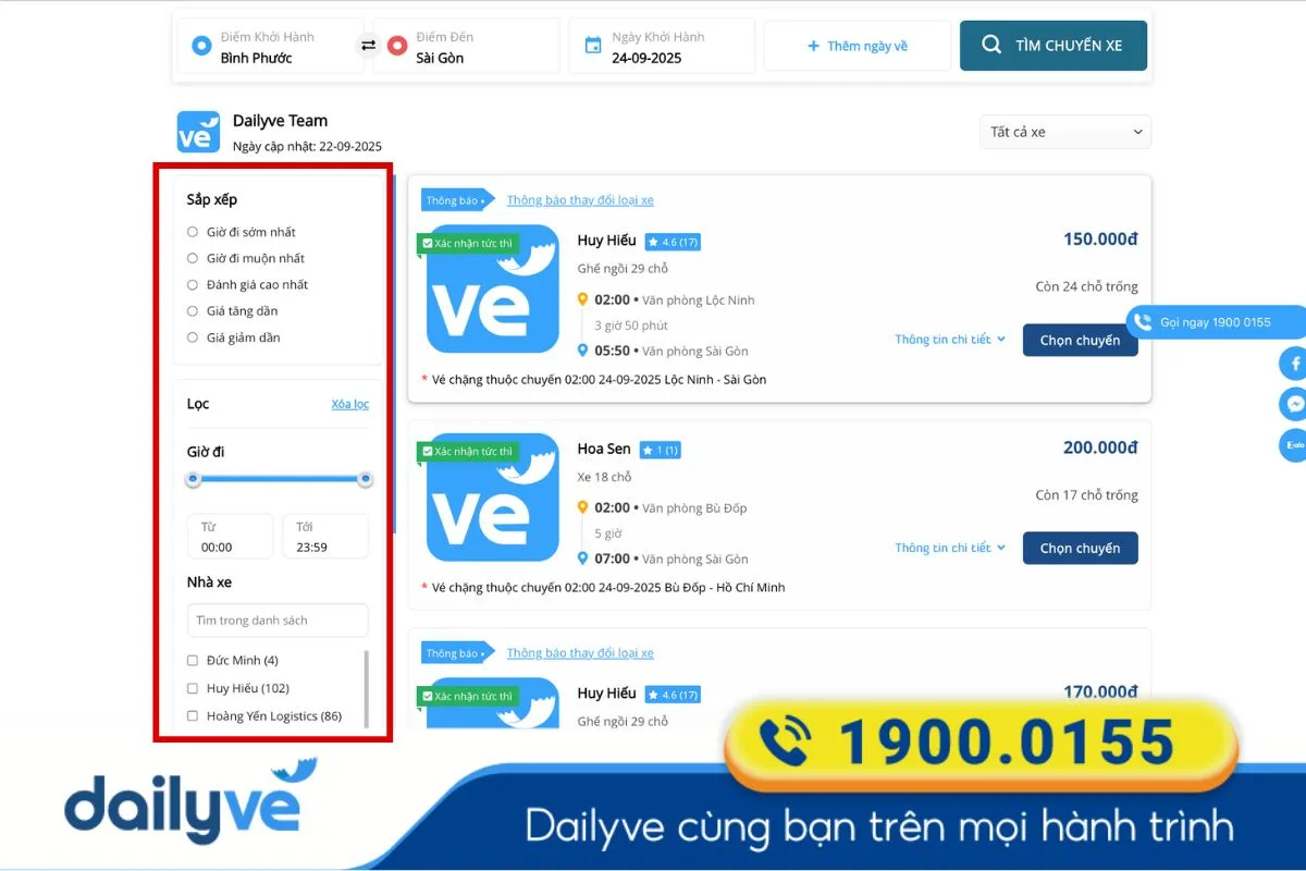 xe bình phước đi sài gòn