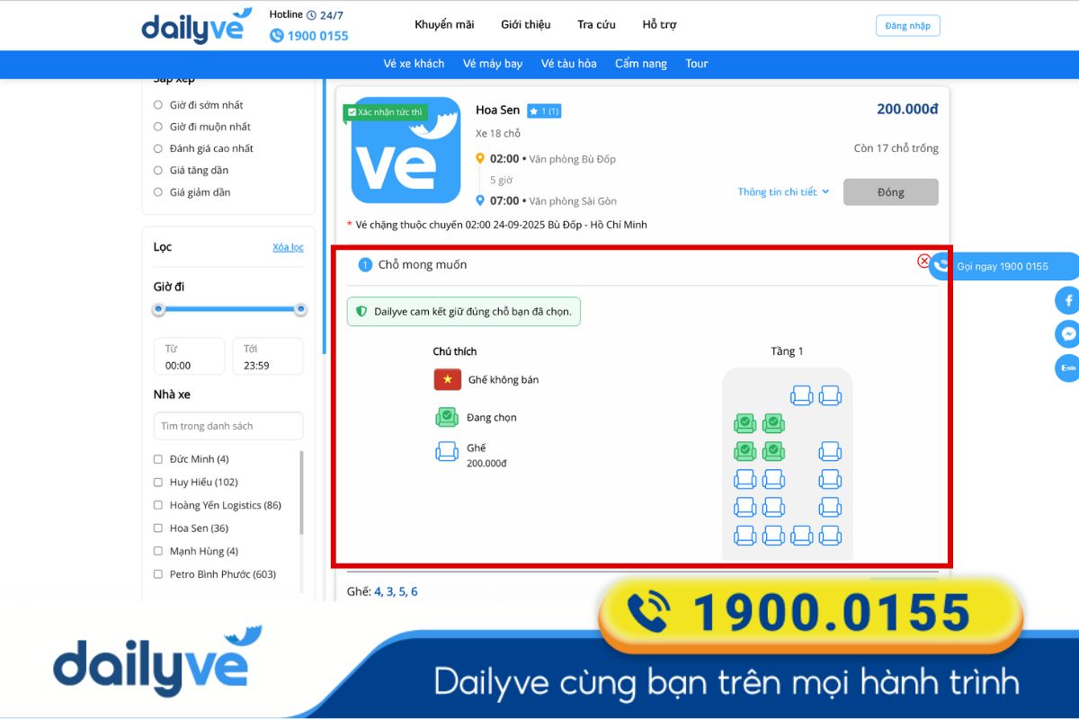 xe bình phước đi sài gòn