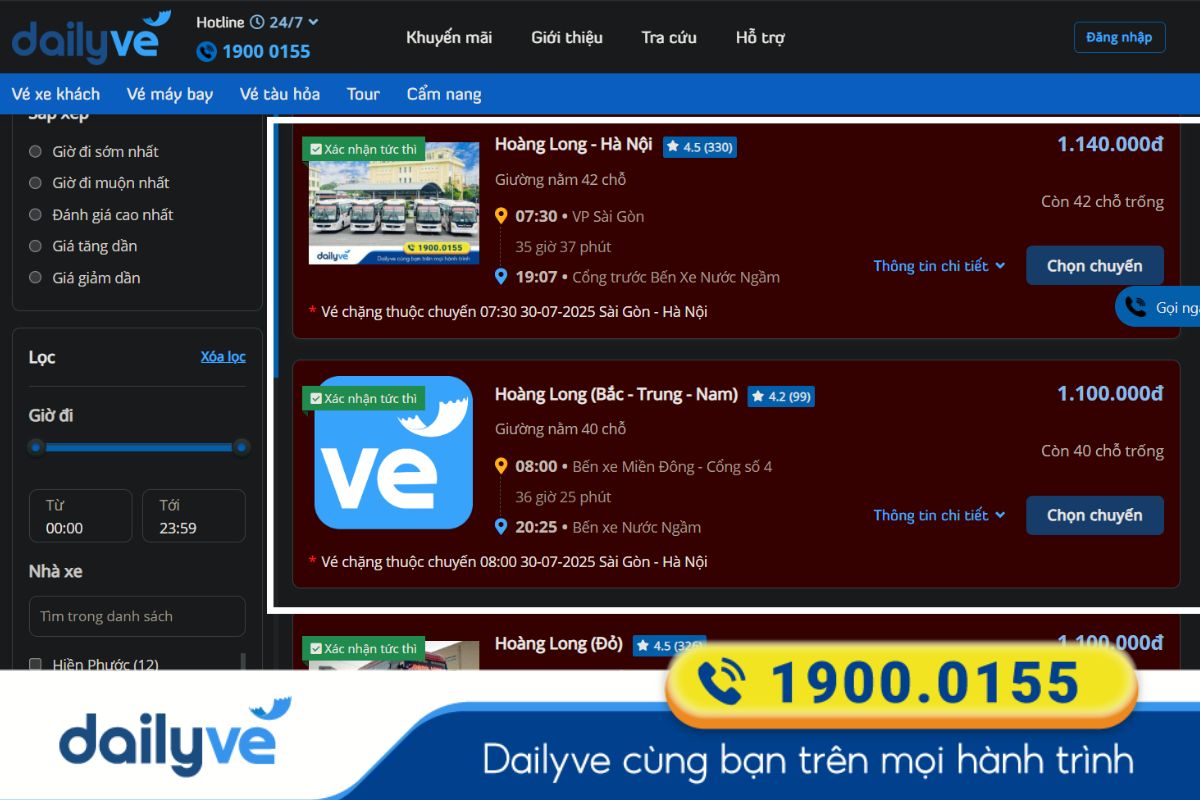 xe sài gòn hà nội