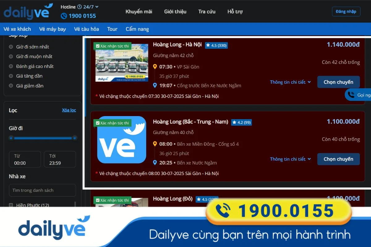 xe sài gòn hà nội