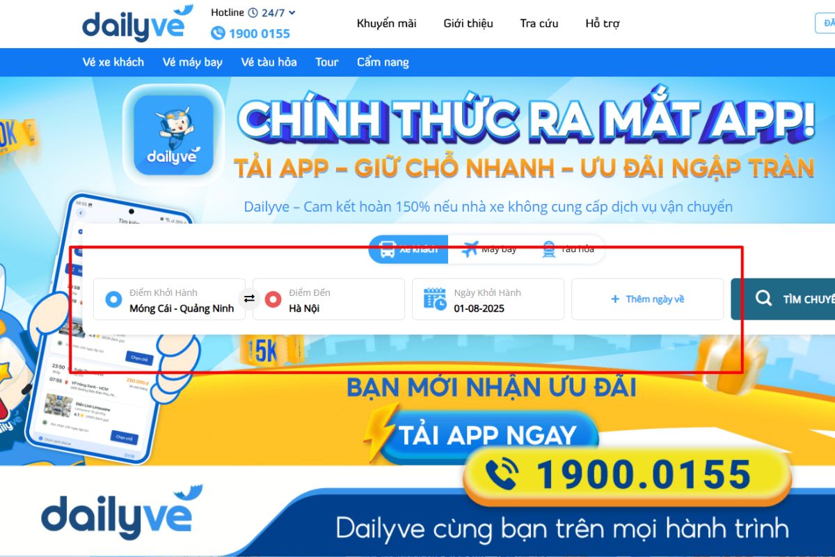 xe móng cái hà nội