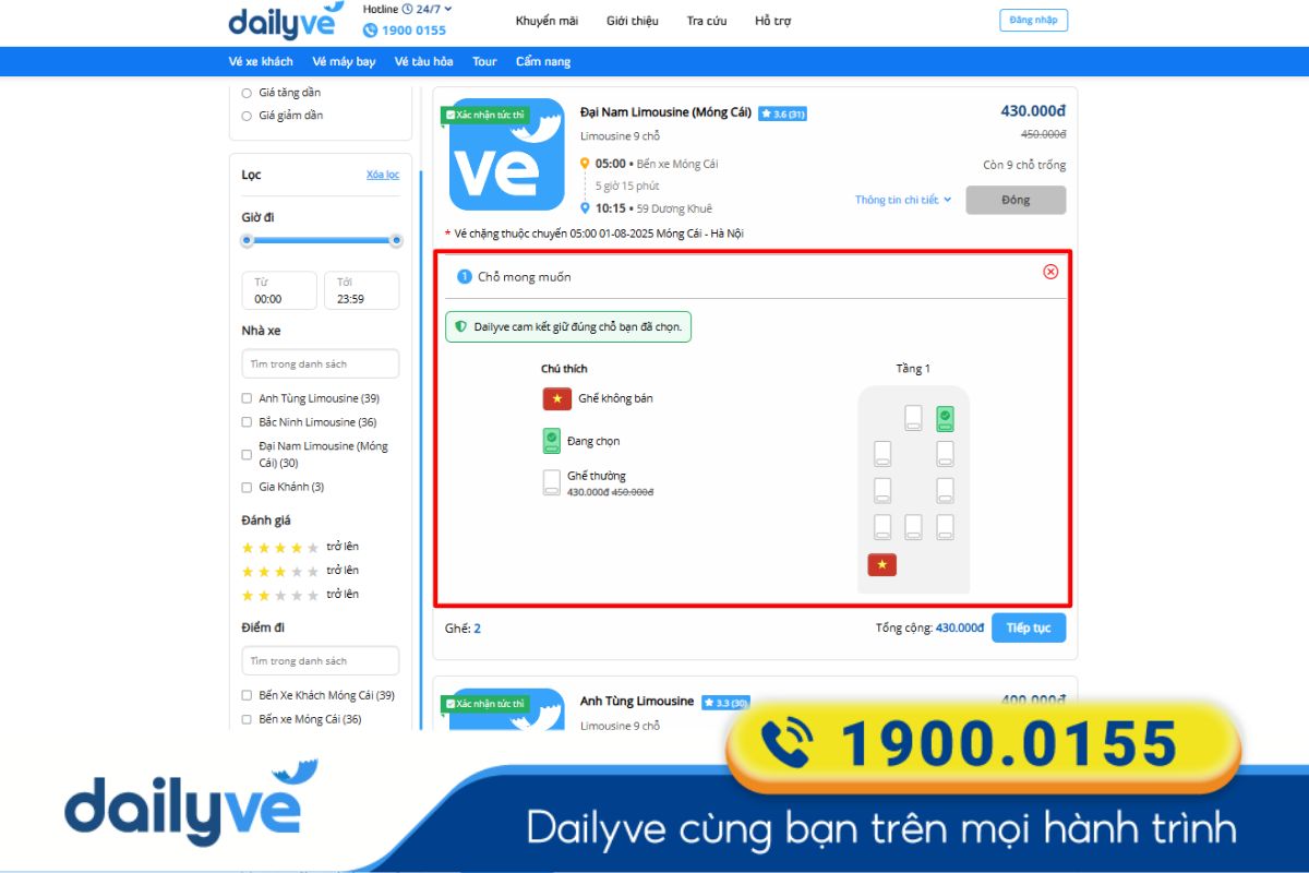 xe móng cái hà nội
