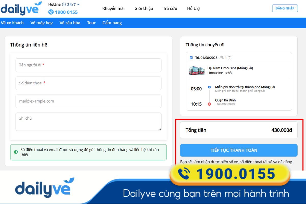 xe móng cái hà nội