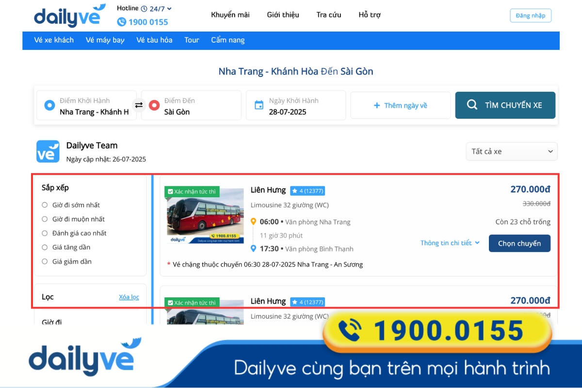 xe nha trang sài gòn