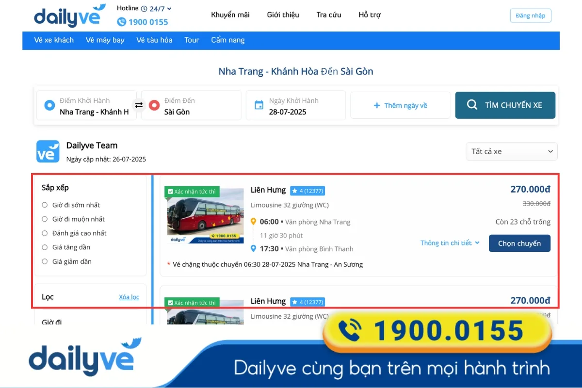 xe nha trang sài gòn