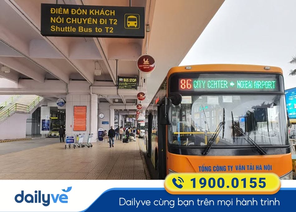 Tuyến xe buýt 86 đưa đón khách từ Sân bay Nội bài