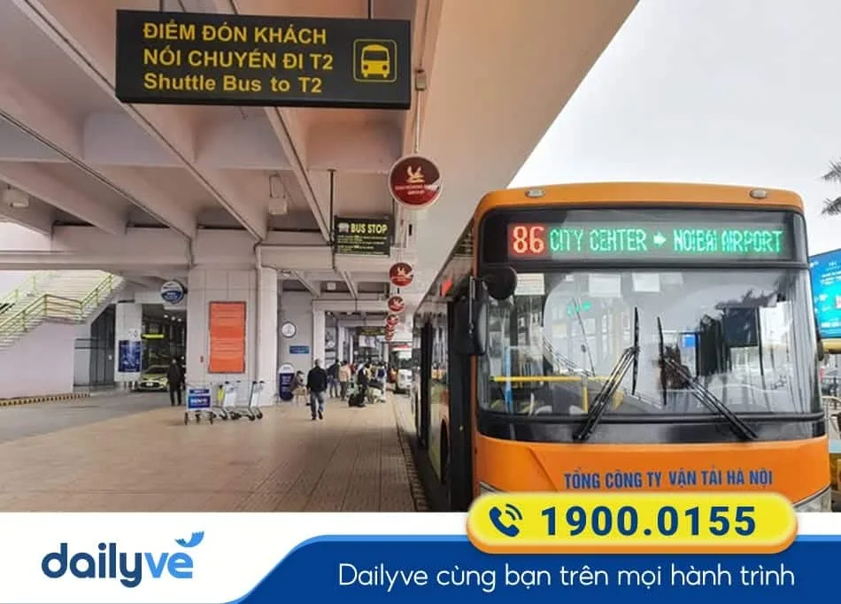 Tuyến xe buýt 86 đưa đón khách từ Sân bay Nội bài