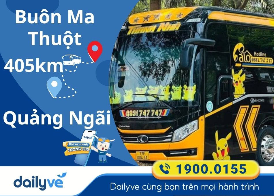 Vé xe Limousine từ Buôn Ma Thuột đi Quảng Ngãi