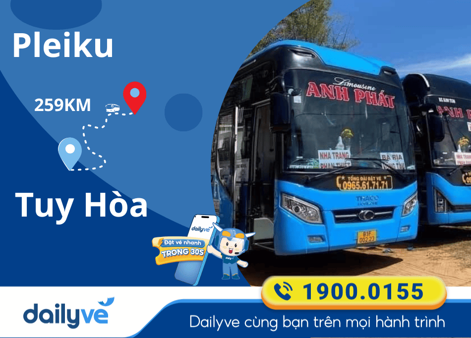 Vé xe từ Pleiku đi Tuy Hòa
