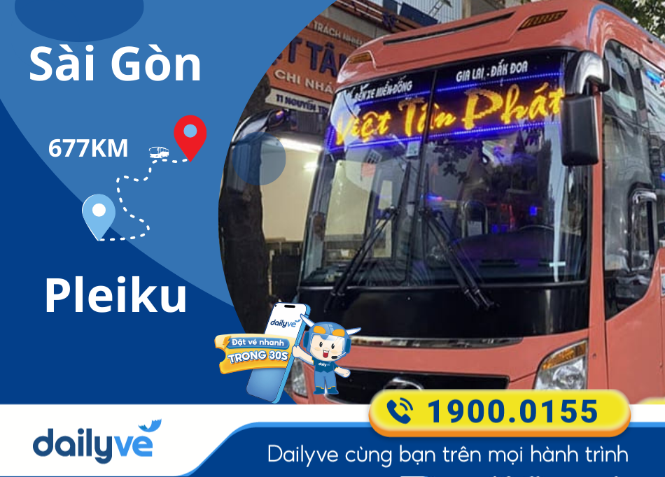 Vé xe từ Sài Gòn đi Pleiku