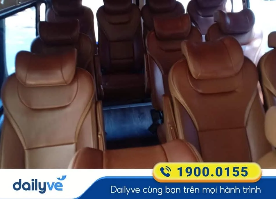 Nội thất xe ghế sang trọng của nhà xe Hoàng Dương