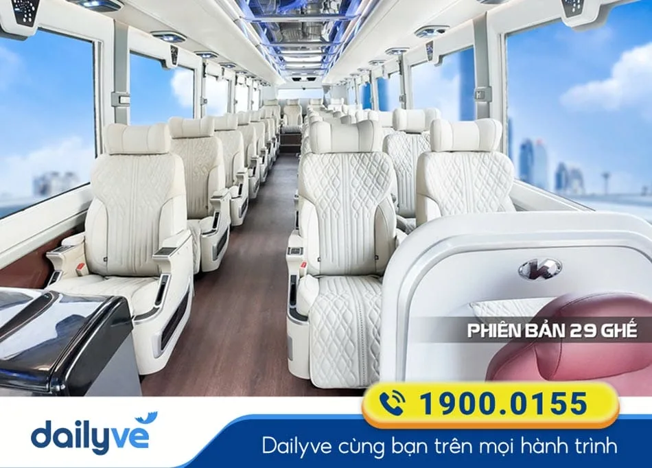 Nội thất xe Limousine 29 chỗ tiện nghi của xe Hoàng Công