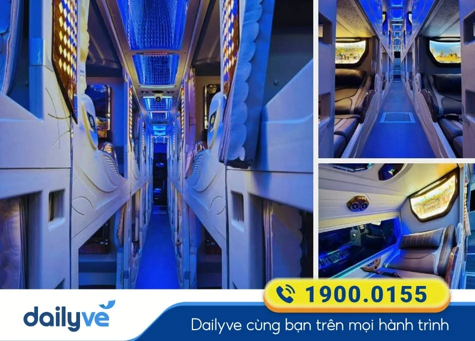 Nội thất xe Limousine 22 phòng hiện đại của nhà xe Bình Tây Vĩnh Thiện